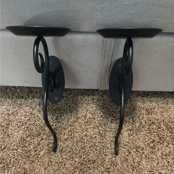 Partylite Hearthside Sconce Pair Candle/Vase/Decor Holders Black Matte Iron - Picture 2 of 8